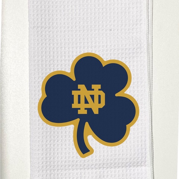 Notre Dame Golf Towel, 12 x 20, with carabiner, White - Picture 3 of 5